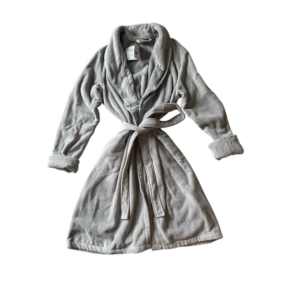 Brooklinen Super Plush Robe Turkish Cotton Smoke Grey M/L NEW